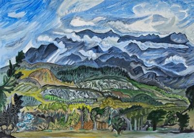 August Clouds Pyrenees Orientales by John Slavin, Painting, Oil on canvas