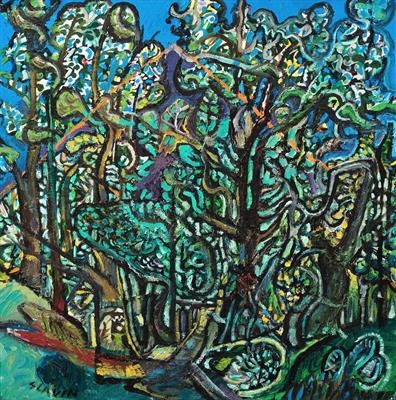 Cardou through Las Hiéros Forest by John Slavin, Painting, Oil on canvas