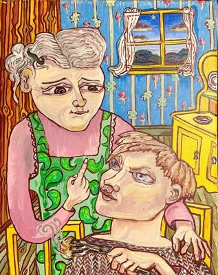 Jack and Mother by John Slavin, Painting, Acrylic on canvas