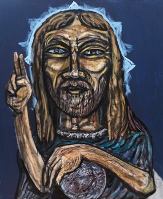 Salvator Mundi by John Slavin, Painting, Acrylic on canvas